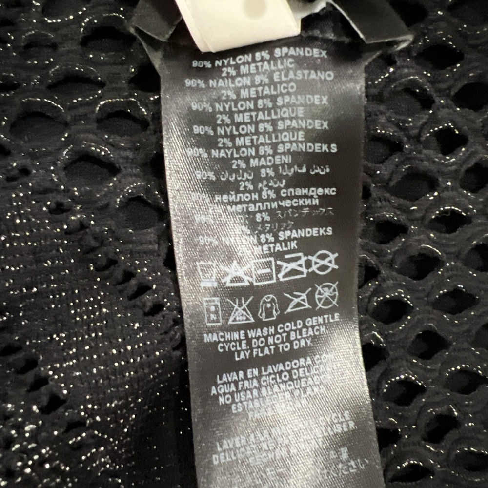 Vintage Y2k Bebe Mini Bodycon Dress Petite P/S Black Sexy Lace Stretch Metallic - Picture 10 of 12